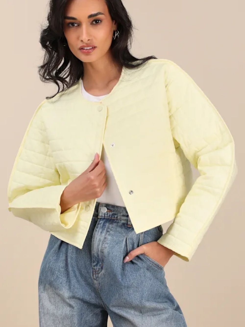 Lulus Denny Quilted Cropped Jacket